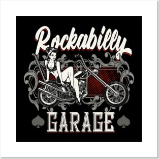 Rockabilly Garage Biker Pin-Up Girl Posters and Art